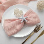 Serviette coton rose pâle rayures fines élégante table restaurant classique absorption'eau