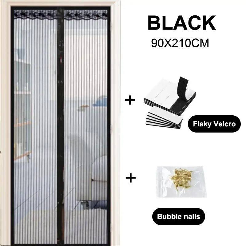 rideau porte magnétique beige noir maille fine moderne anti moustiques opacité barre poids