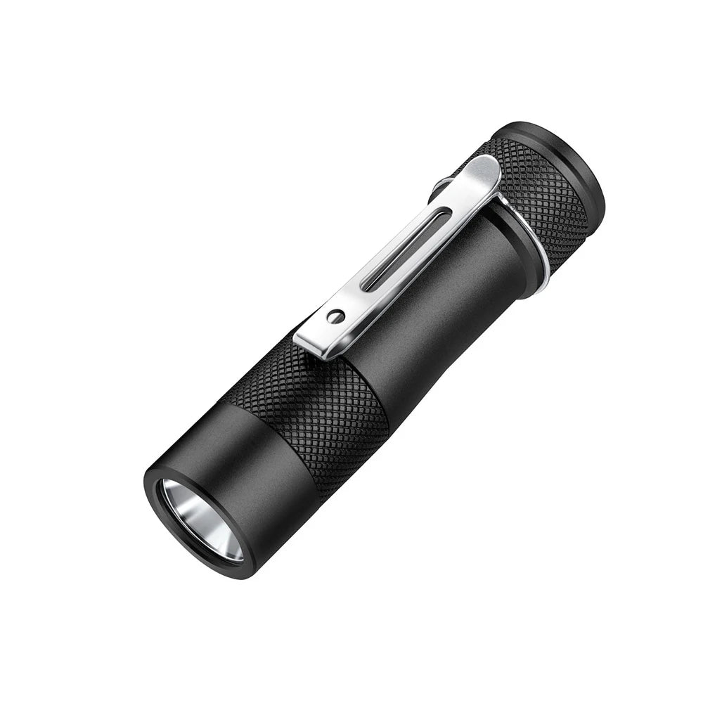 lampe torche vert olive noir argent texture antidérapante clip modernisée compacte