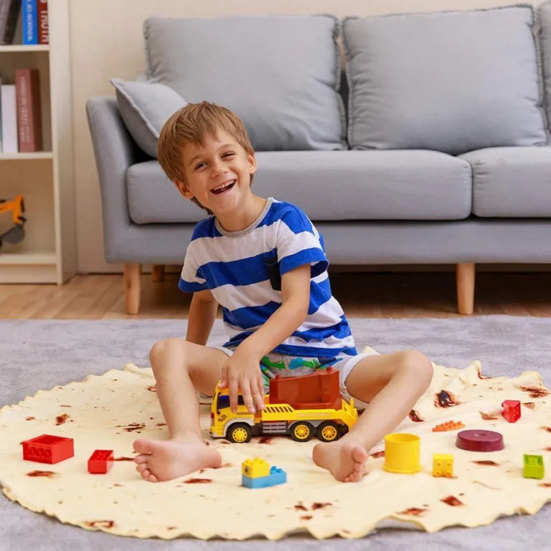 couverture polaire moderne pizza imprimée bébé portable diamètre 145cm 175cm 95cm chambre décoration maison