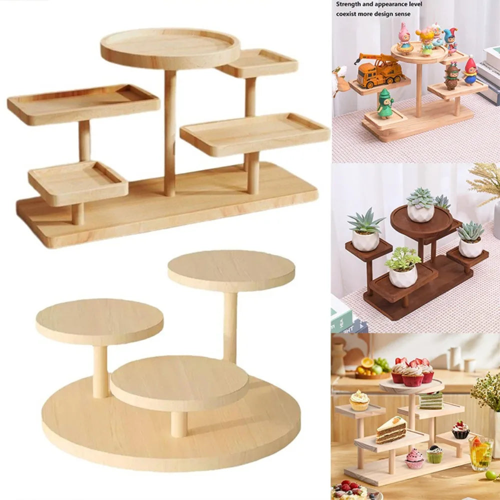 présentoir bois support desserts assiettes velours minimaliste moderne rangement gâteaux blanc multifonctionnel