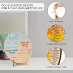 tableau d'affichage multicolore circulaire moderne sections colorées texte explicatif support bois