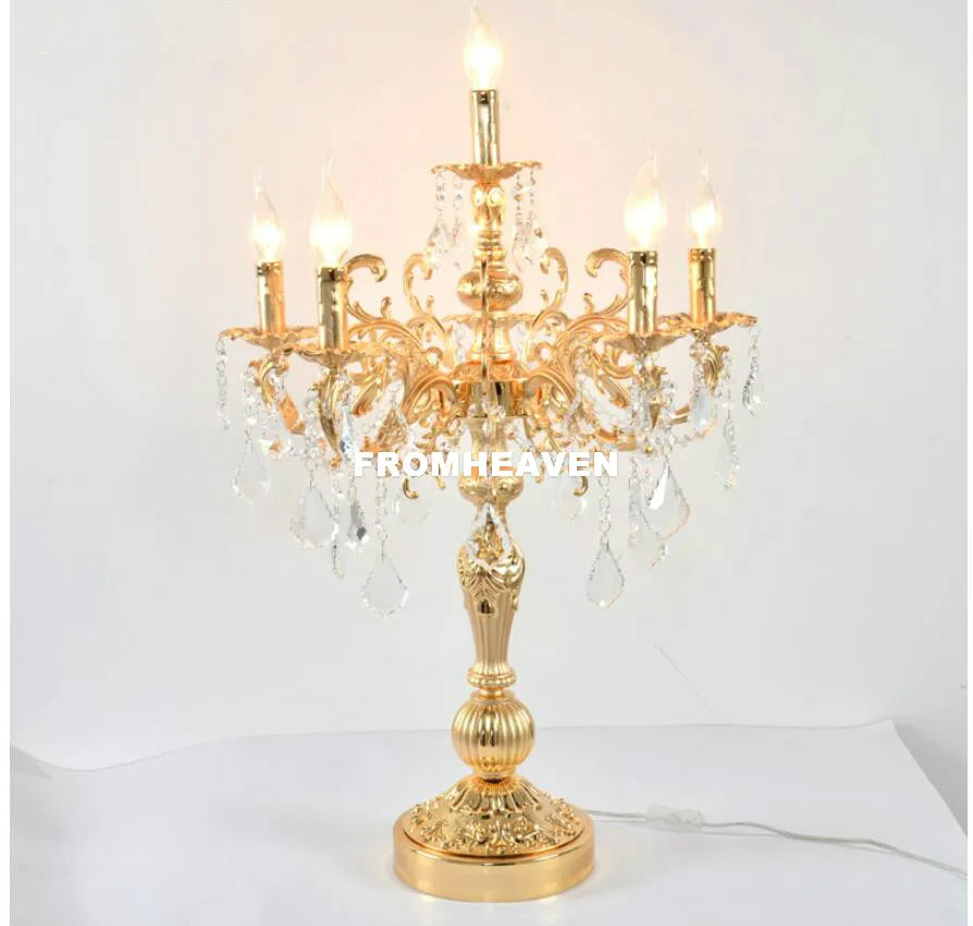 lampe poser or argent ornements baroques cristal led classique baroque