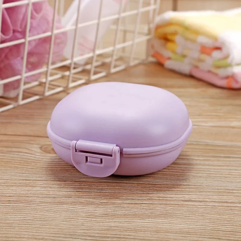 boîte savon moderne plastique rose bleu blanc violet clip portable salle bains