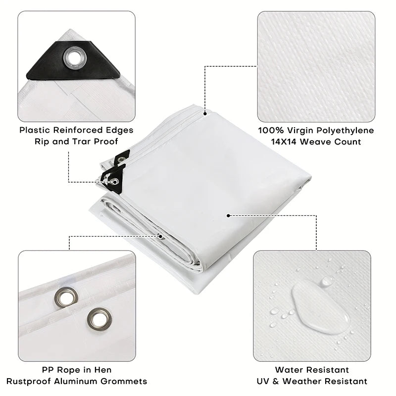 voile d'ombrage blanc imperméable anti uv résistante camping jardin patio