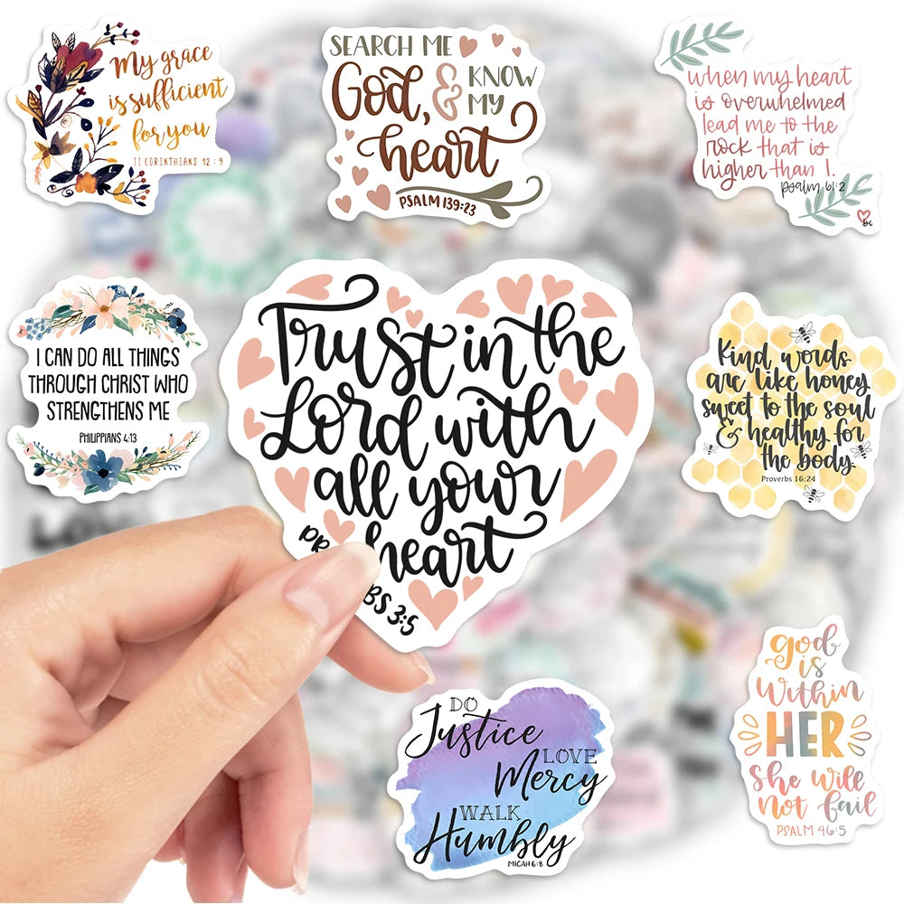 autocollants calligraphiques biblique motifs floraux moderne multicolore transparent waterproof scrapbook journal intime portable
