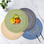 placemats tissés moderne spirale vert bleu beige gris opaques table