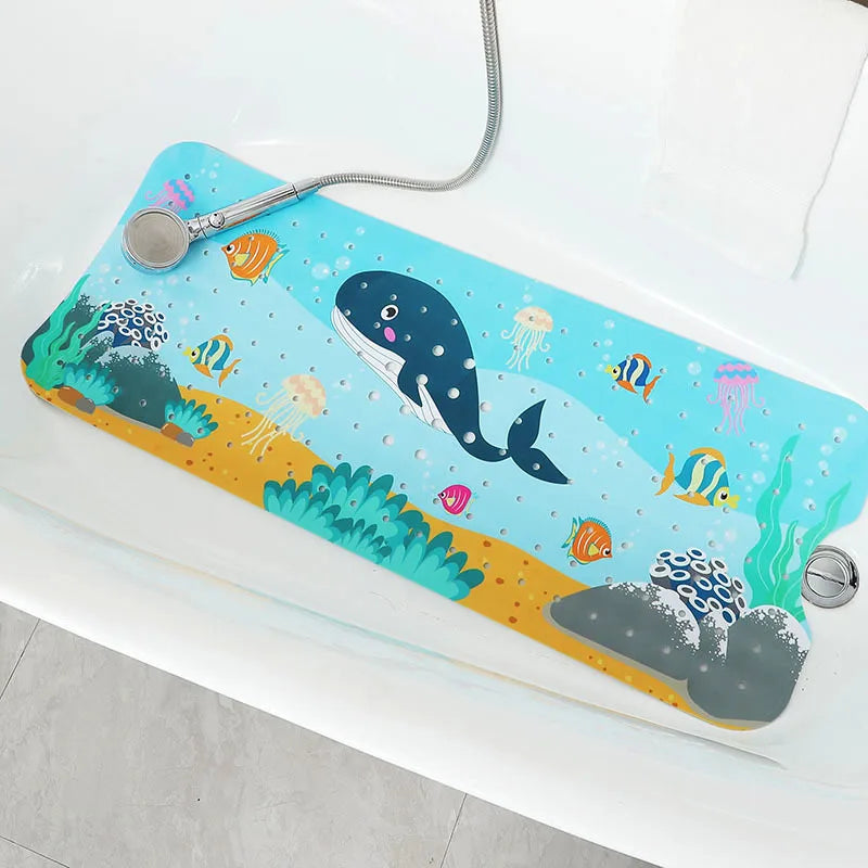 tapis bain anti dérapant thème marin poissons coraux dimensions 100cm 40cm moderne enfantin