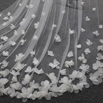 voile mariée blanc fleurs 3d classique cathédrale bord dentelle clips opaques