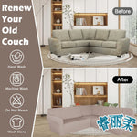 housses canapé d'angle beige clair jacquard moderne elasticité poche lavage machine automne hiver