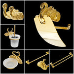accessoires salle bain or cygne porte serviettes porte brosse dents élégants fixations murales ensemble