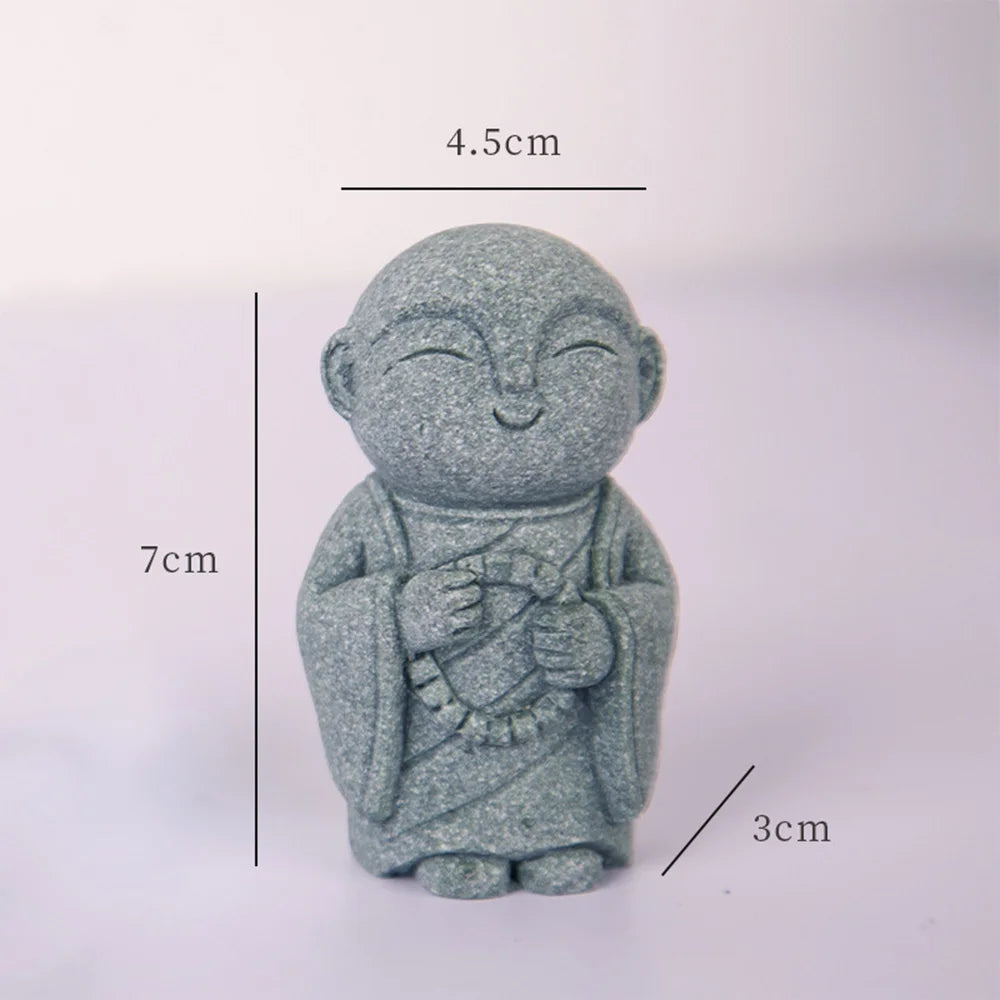 statuette bouddha jizo résine gris clair minimaliste moderne décoration jardin sans motif opaque