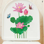 cache wc blanc fleurs colorées adhésif auto collant imperméable décoration salle bain hygiène
