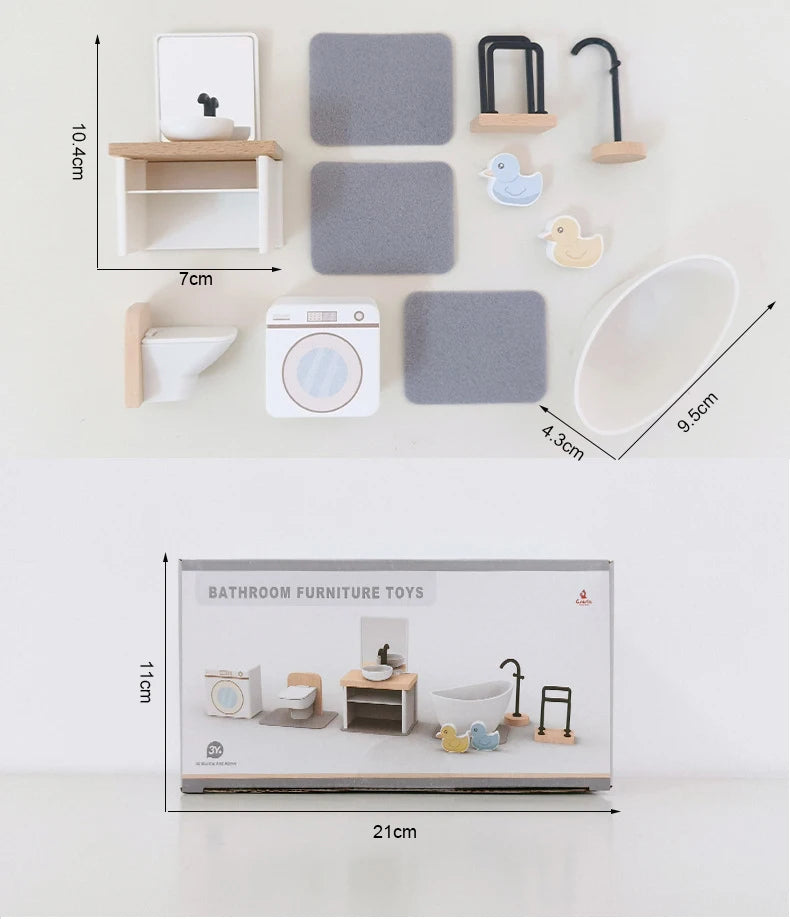 meubles cuisine salle bain miniatures blanc bois naturel enfants ans