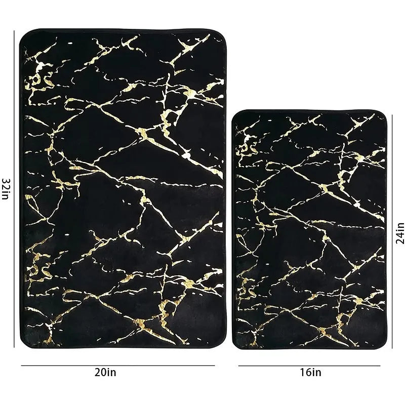 tapis sol salle bain marbre noir or gris rose moderne ultra doux antidérapant lavable
