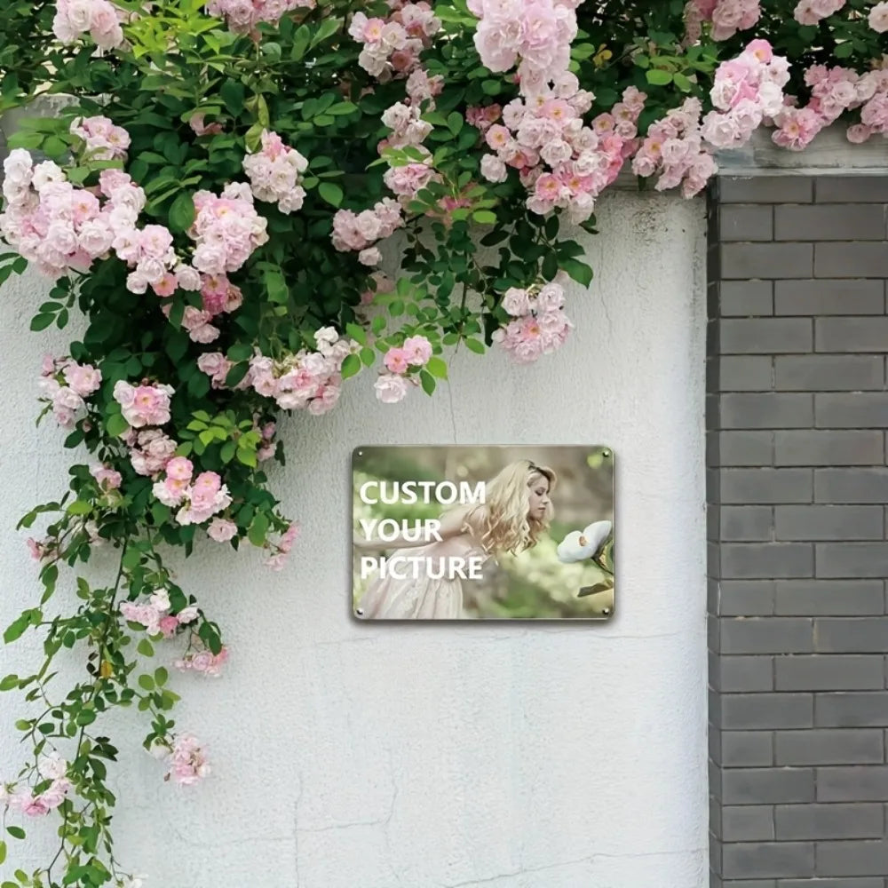 plaque décorative personnalisable photo femme fleurs gris clair moderne vis fixations décoration murale durable