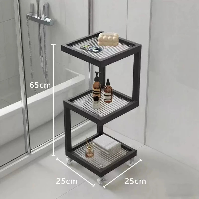étagère mobile.storage rack blanc noir moderne roulettes serviettes parfums