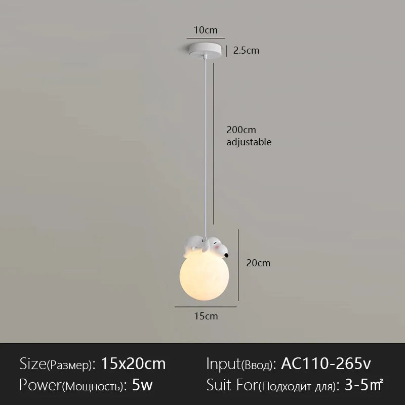 lampe suspendue animaux ours chien moderne intérieur enfant chambre salon blanc