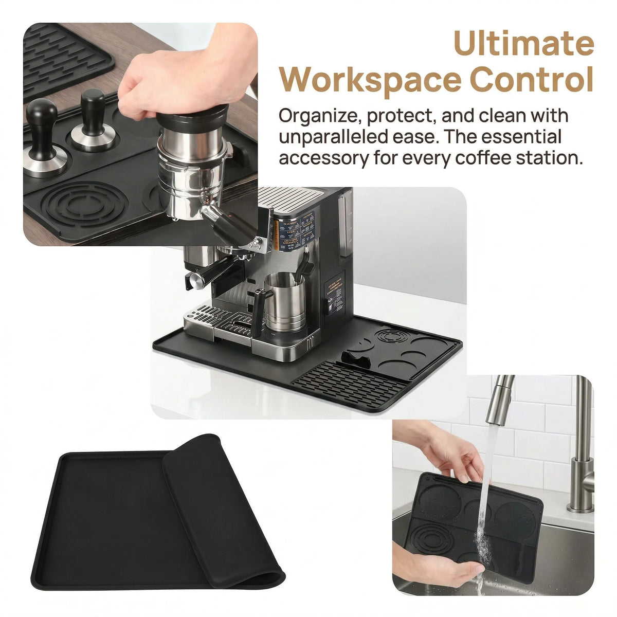 tapis protection machine noir silicone moderne respectueux environnement 54.5x38.5cm