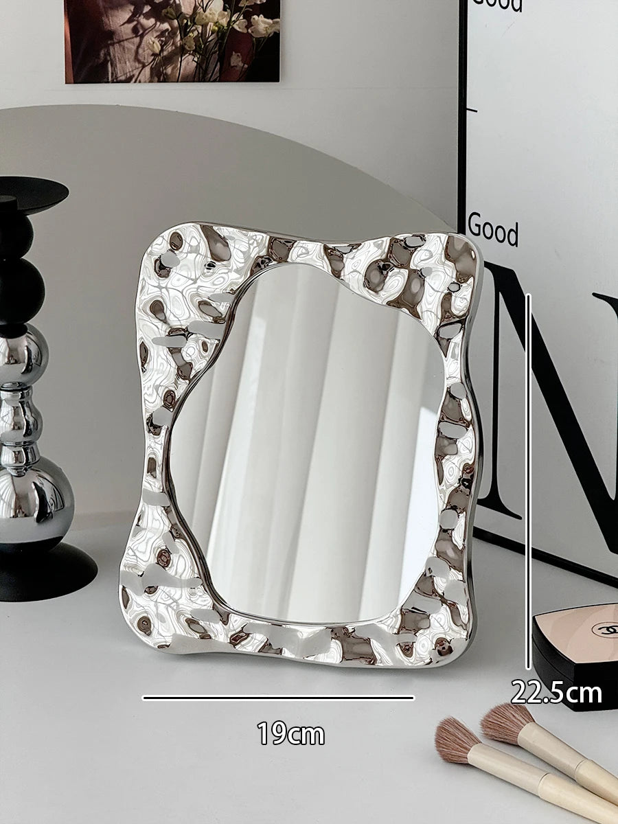 miroir decoratif moderne texturé argenté noir blanc minimaliste chambre dressing