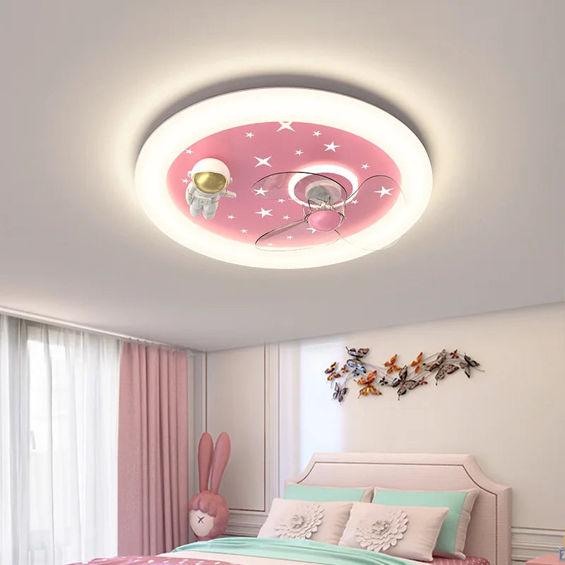 plafonnier led astronautes planètes étoiles moderne enfant bleu rose