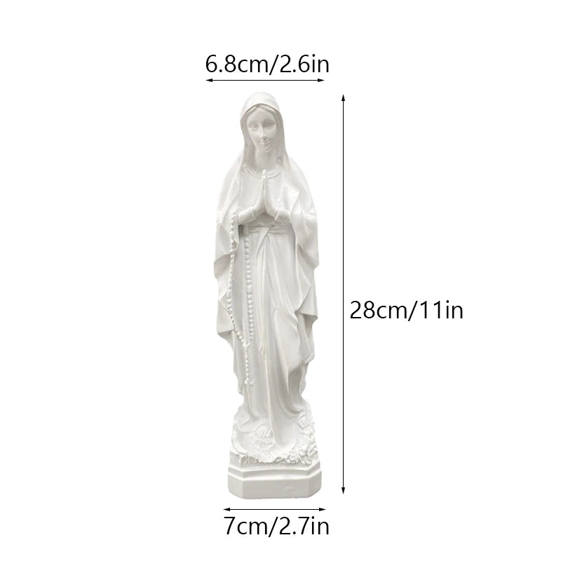 statue vierge marie résine blanche draperies rosier cœur décoration religieuse classique maison