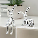 figurines lapin argentées moderne minimaliste décoration intérieure métal poli simple ornement maison