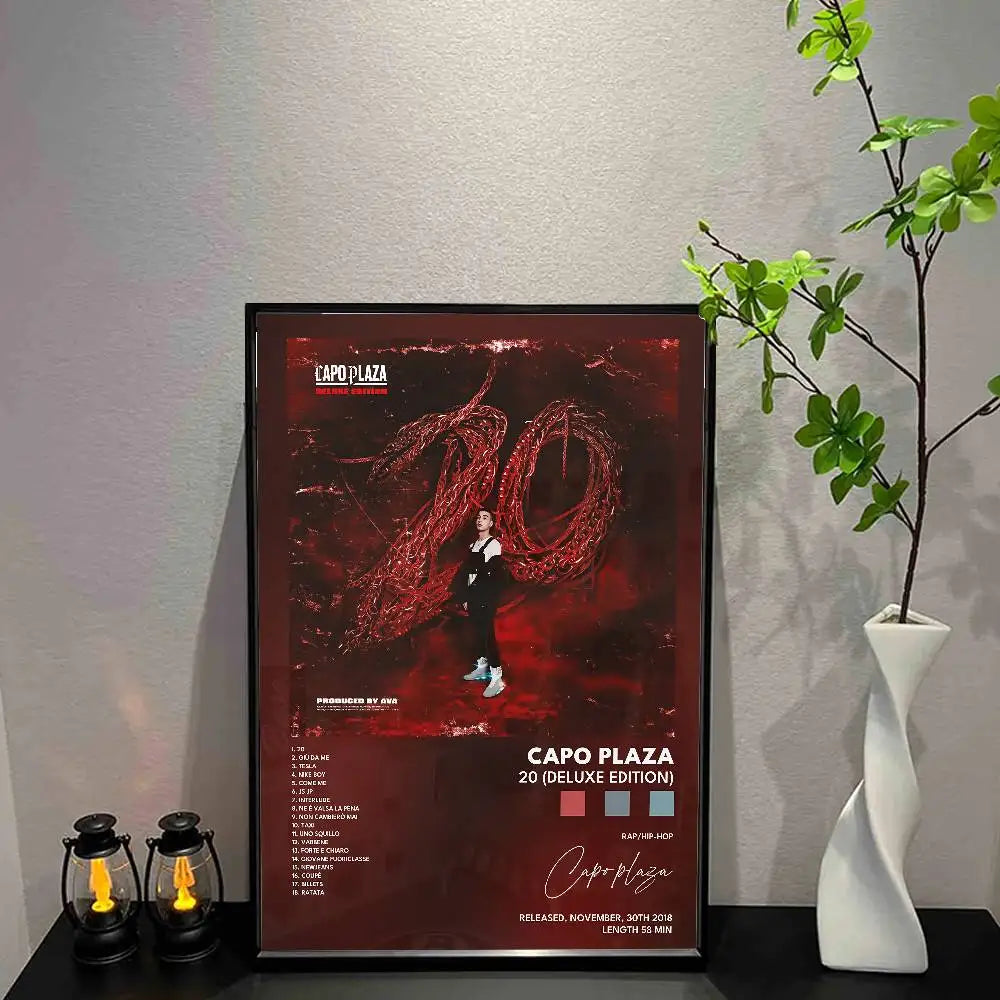 affiche musicale moderne abstraite lignes ondulées rouge noire blanche décoration intérieure opaque chambre salon