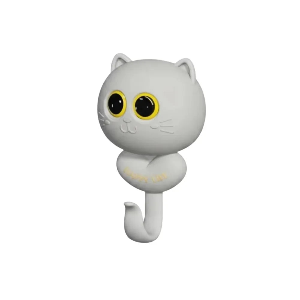 porte clés adhésifs chat happy life rose bleu vert gris noir mignon cartoon