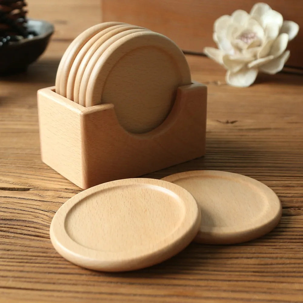 sous verres bois tasses thé cuillère porte rouleau boîte compartiments planche découper ensemble japonais