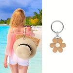 porte clés pince chapeau fleurs simples moderne minimaliste beige blanc jaune rose adhésif voyage