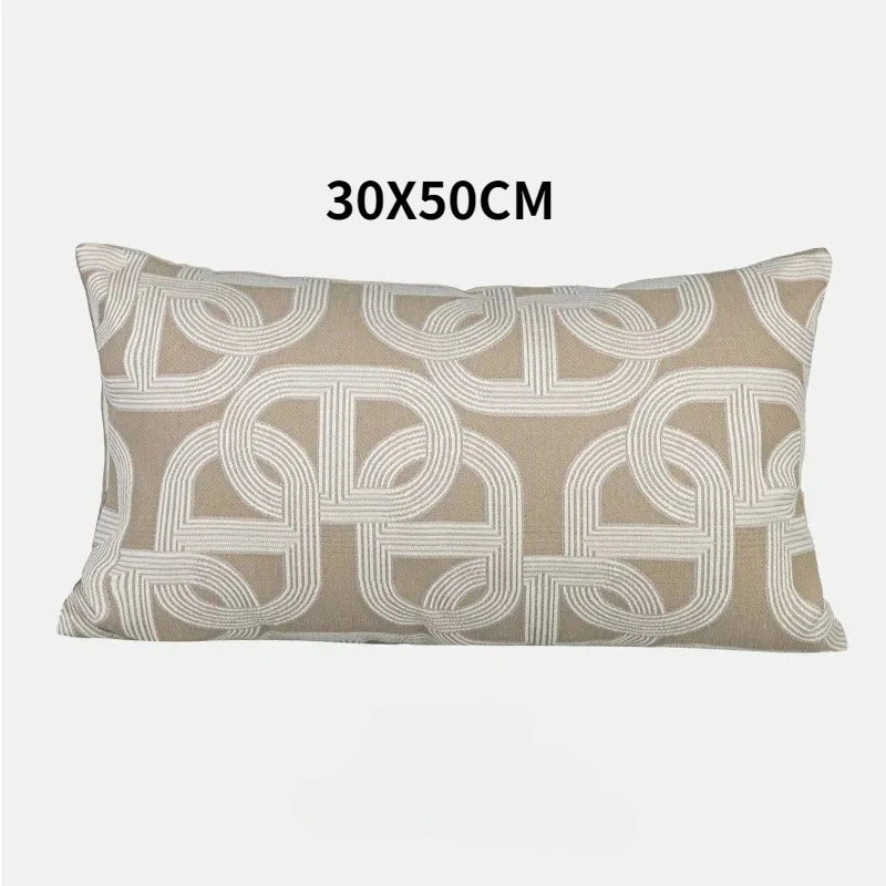 coussins brodés jacquard géométrique moderne marron clair beige nordique polyester face simplecoration voiture