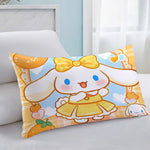 coussin cartoon lapin noeud papillon orange jaune bleu clair coeurs carottes 30x50cm 40x60cm 50x70cm