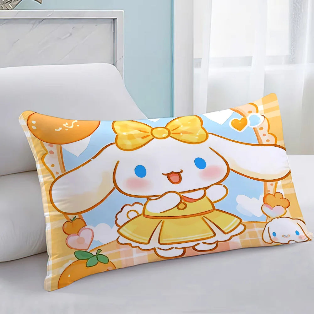 coussin cartoon lapin noeud papillon orange jaune bleu clair coeurs carottes 30x50cm 40x60cm 50x70cm