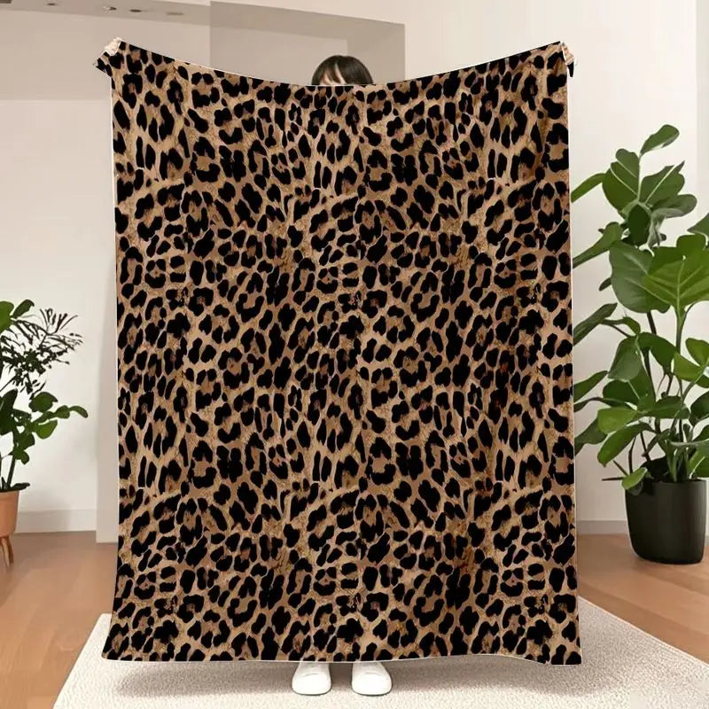 couverture léopard polyester moderne portable toutes saisons tissu polaire imprimé bébés rectangle voyages