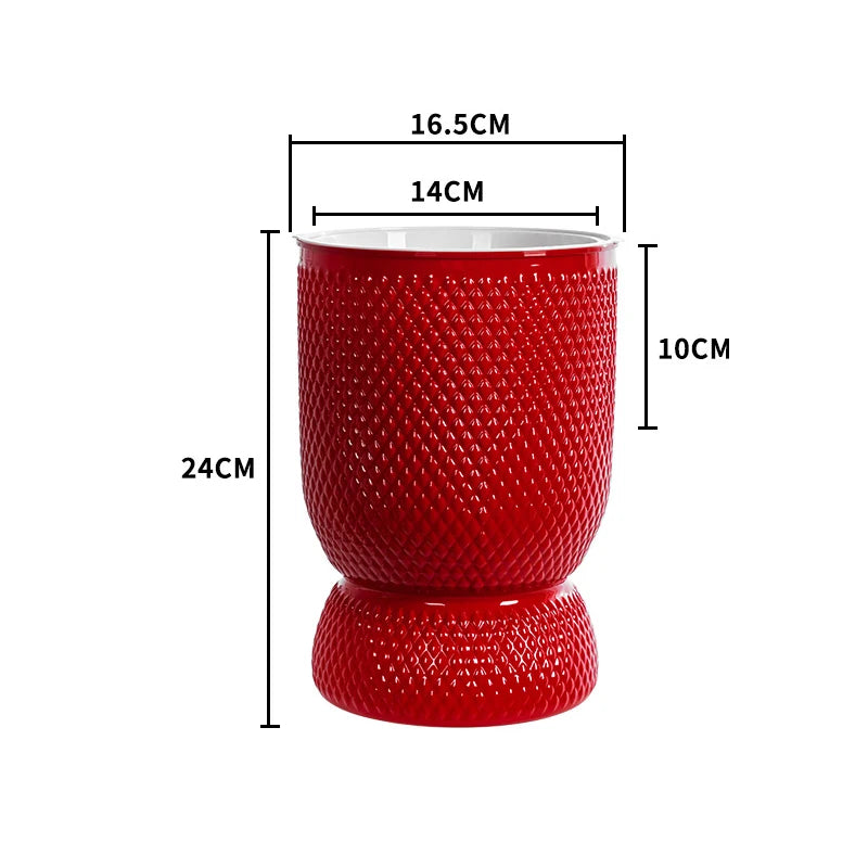 vase moderne plastique blanc imitation céramique ridée décoration intérieur salon