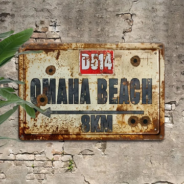 panneau decoratif metal rouille guerre mondiale omaha beach industrielle vintage militaire