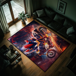 tapis animé personnages moto ville lumière effet moderne rouge noir bleu orange blanc