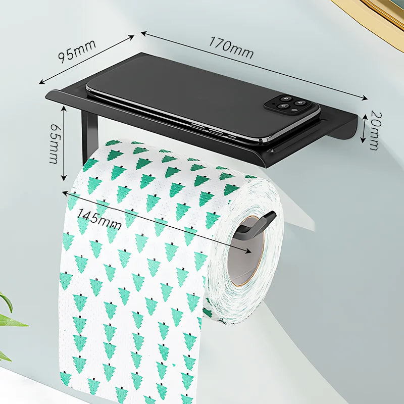 porte serviettes toilette moderne alliage d'aluminium noir fixé mur adhésif