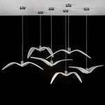 suspension lumineuse moderne oiseau stylisé blanc noir éclairage salon chambre led résine intérieur