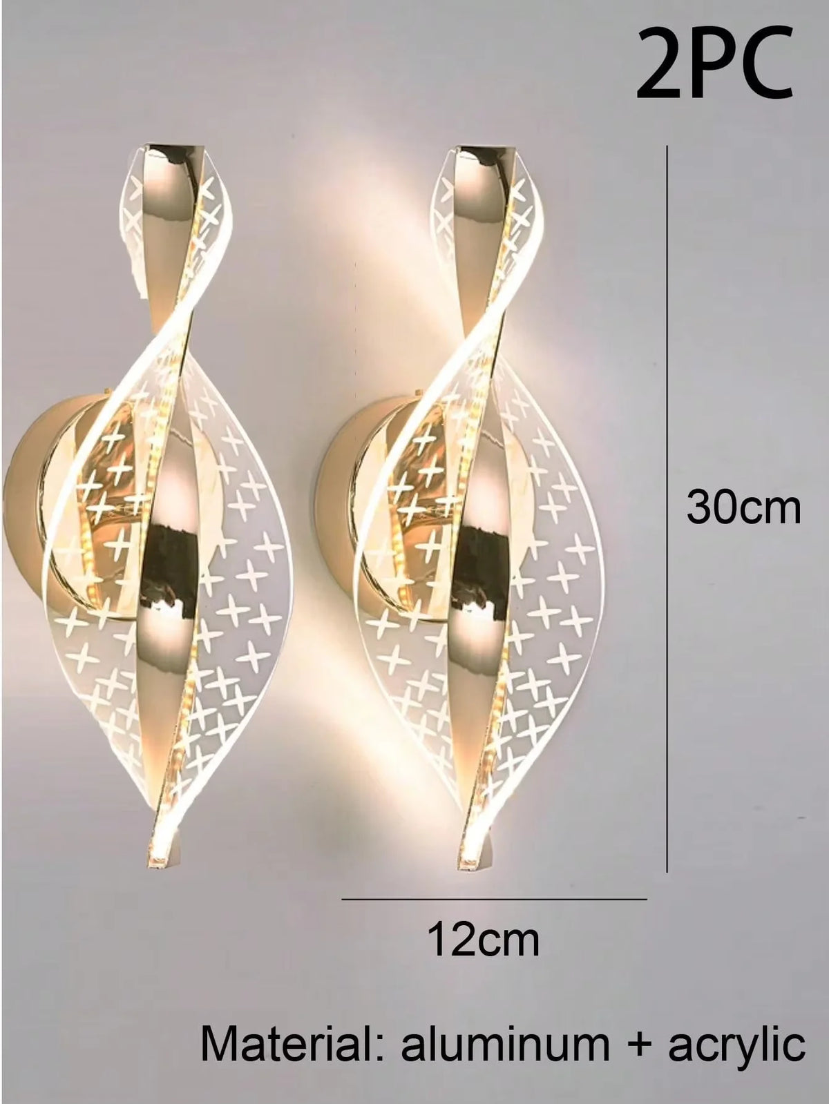 applique murale led moderne or brillante élégante chambre cuisine ondulé éclairage ambiant fixée mur