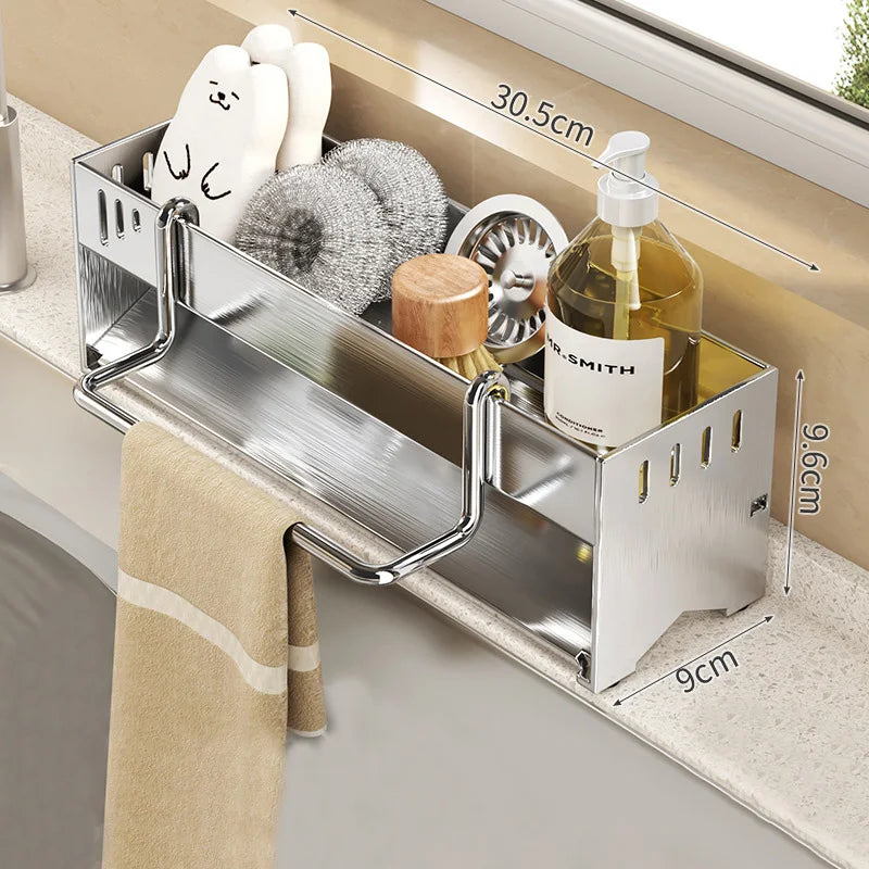 étagère cuisine moderne multifonctionnelle argentée lisse clips fixation minimaliste