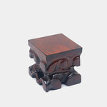 support bois sculpté statue bouddha vase décoration intérieure rustique marron foncé artisanal