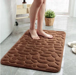 tapis bain antidérapant mousse polyester texture cailloux moderne noir gris