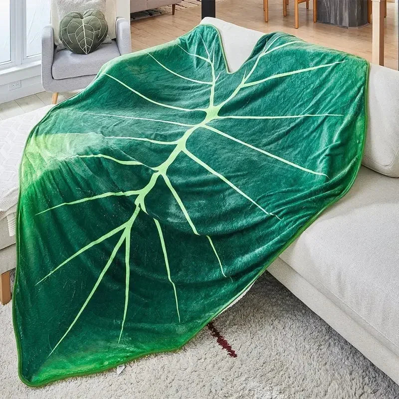 couverture feuilles plante polyester soft moderne printemps automne voyage maison vert différents tons