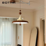 lampe suspendue moderne blanc noir marron brillante tringle métal bois chambre salon étude