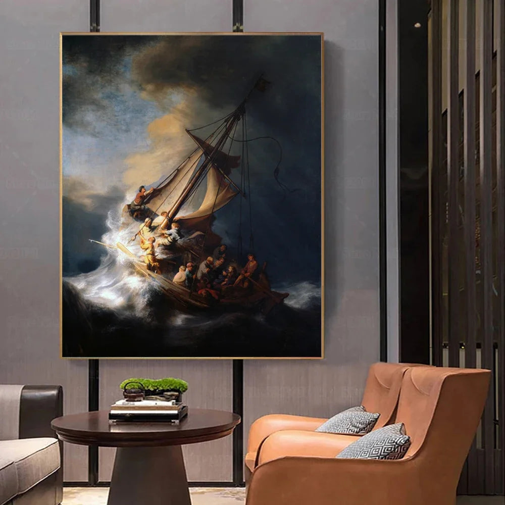 Toile d'art peinture huile classique baroque marine personnages 40x50cm 20x25cm bien emballée