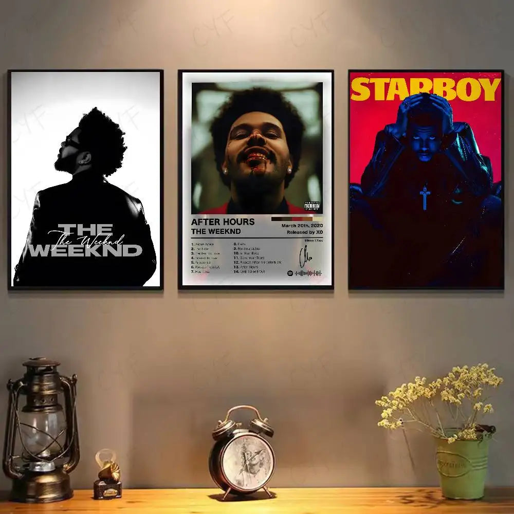 affiche the weeknd moderne pvc noire blanche cadre salon chambre decoration artistique