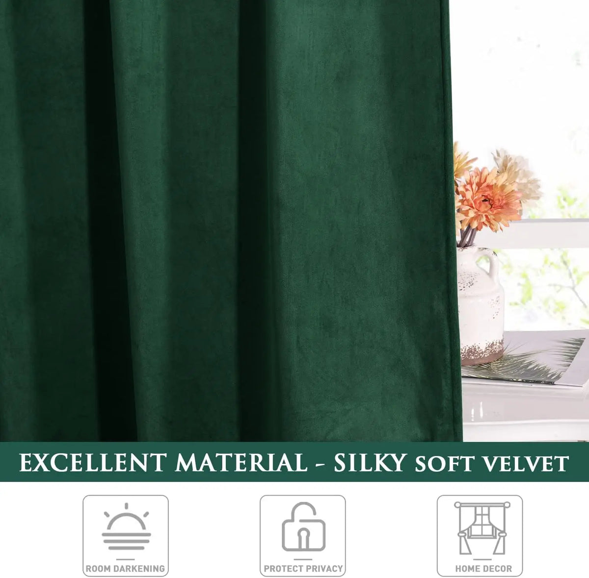 rideau velours vert moderne 100 polyester fenêtre française opaque salon