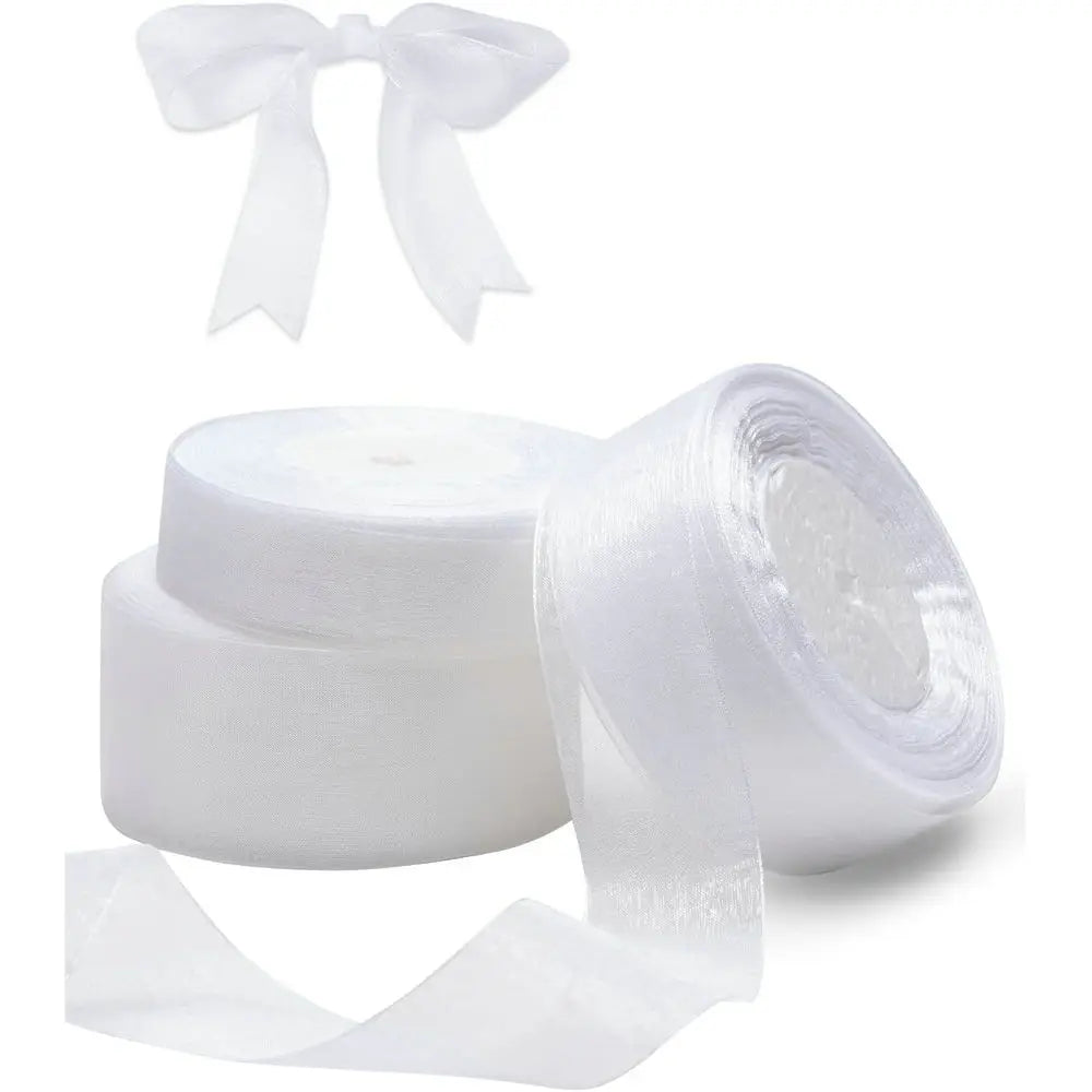ruban organza blanc élégant délicat 10mm 15mm 20mm 25mm 38mm 52mm translucent emballage décoration